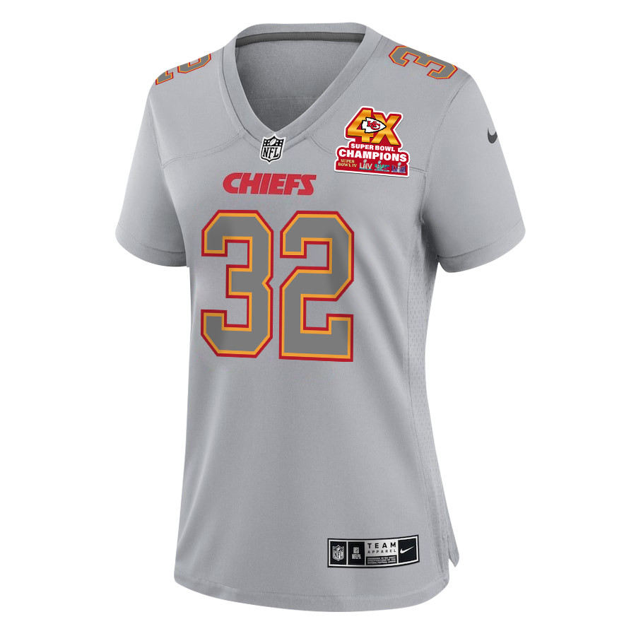 Alternative view of Nick Bolton #32 Kansas City Chiefs Super Bowl LVIII Champions 4X Game Jersey - Women's | Gray