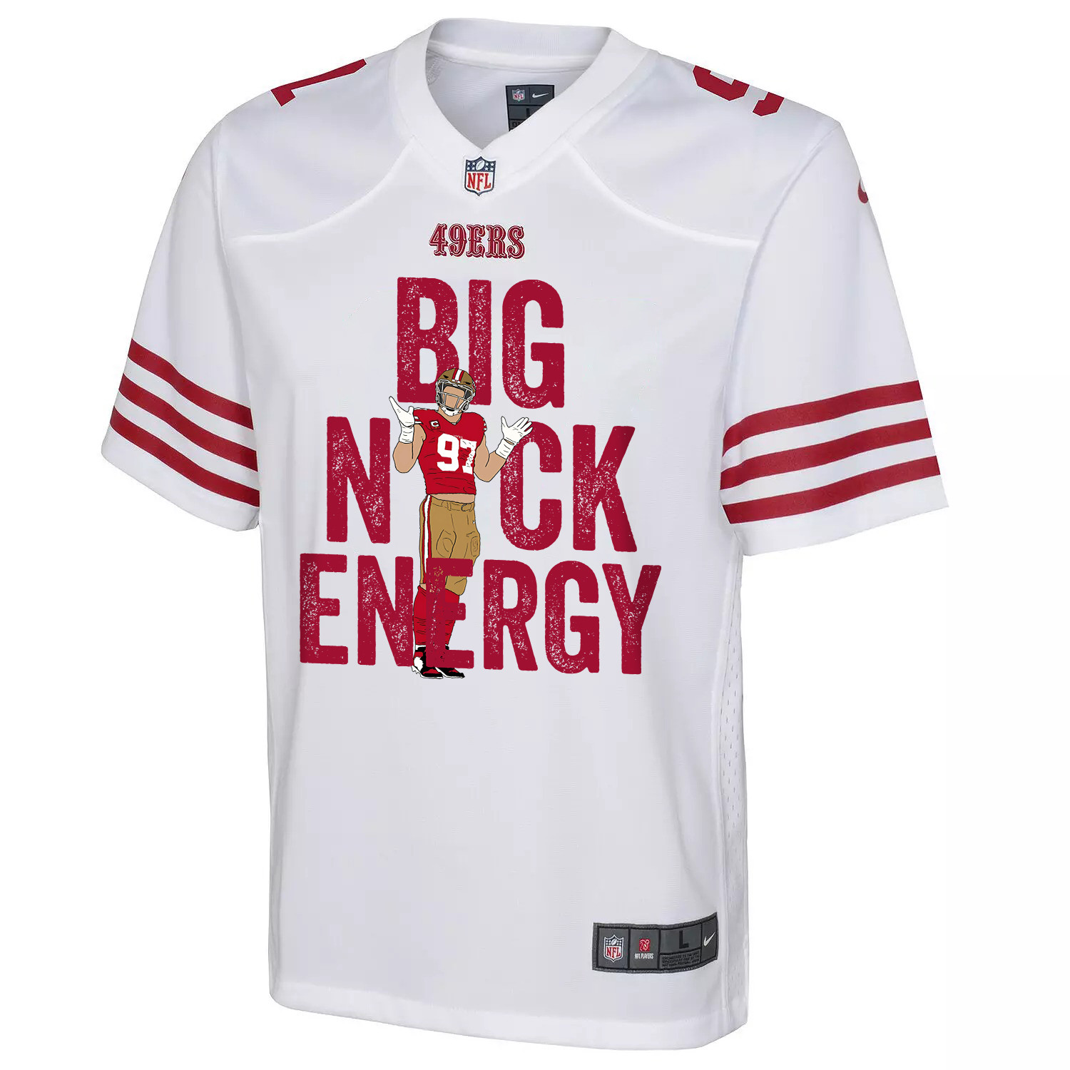 Alternative view of Nick Bosa #97 San Francisco 49ers Game Jersey - Youth | White