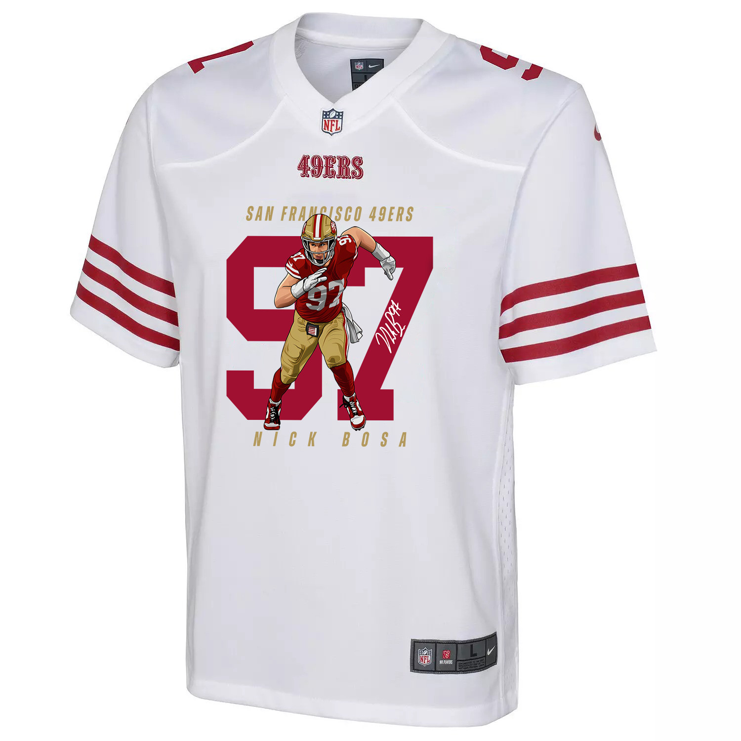 Alternative view of Nick Bosa #97 San Francisco 49ers Game Jersey - Youth | White