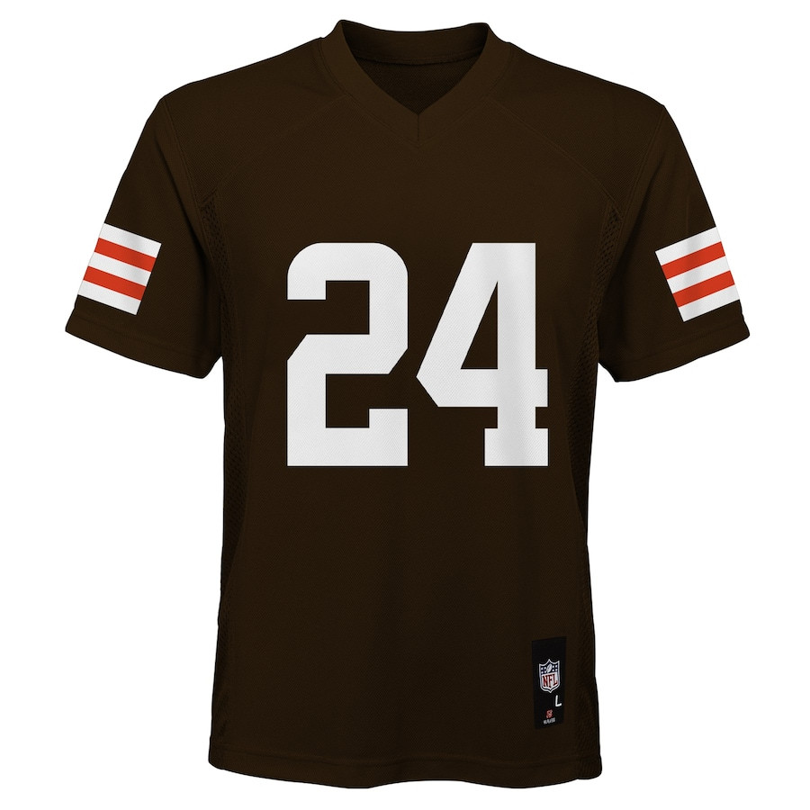 Alternative view of Nick Chubb #24 Cleveland Browns Game Jersey - Youth | Brown