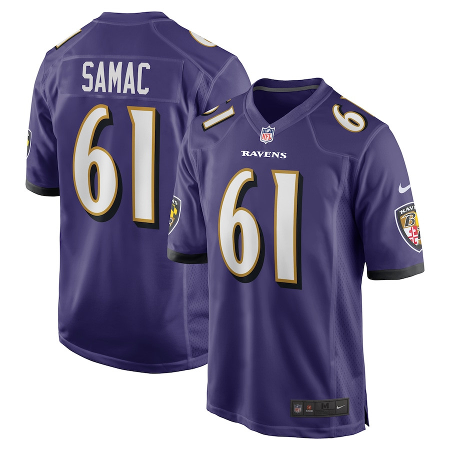 Nick Samac #61 Baltimore Ravens Game Jersey - Men's | Purple