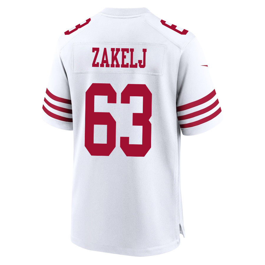 Nick Zakelj #63 San Francisco 49ers Game Jersey - Men's | White - Image 3