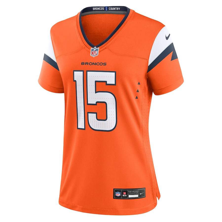 Alternative view of Nik Bonitto #15 Denver Broncos Game Jersey - Women's | Orange