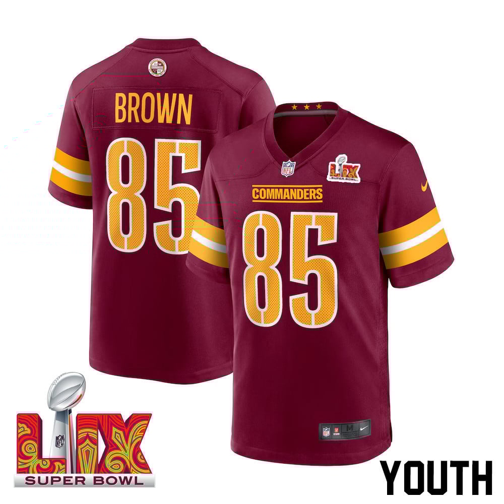 Noah Brown #85 Washington Commanders Super Bowl LIX Game Jersey - Youth | Burgundy