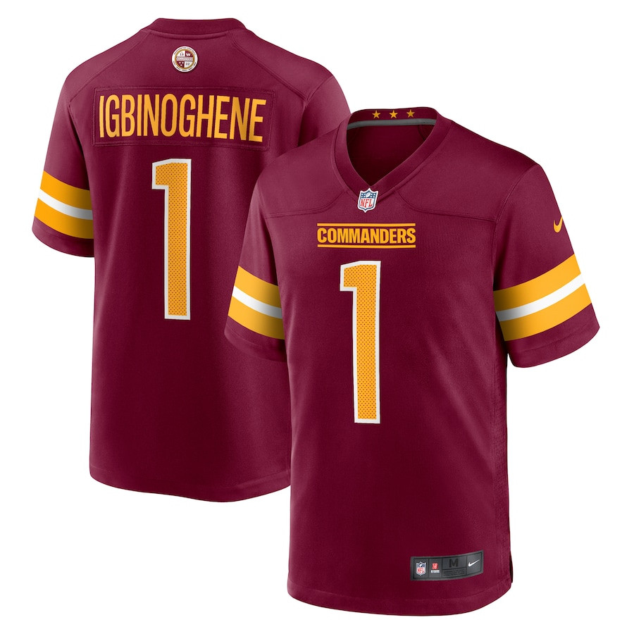 Noah Igbinoghene #1 Washington Commanders Game Jersey - Men's | Burgundy