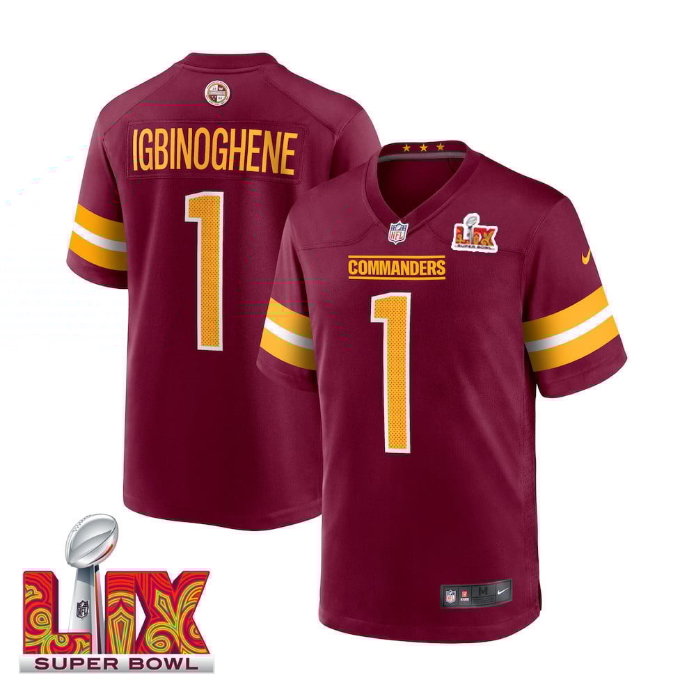 Noah Igbinoghene #1 Washington Commanders Super Bowl LIX Game Jersey - Men's | Burgundy