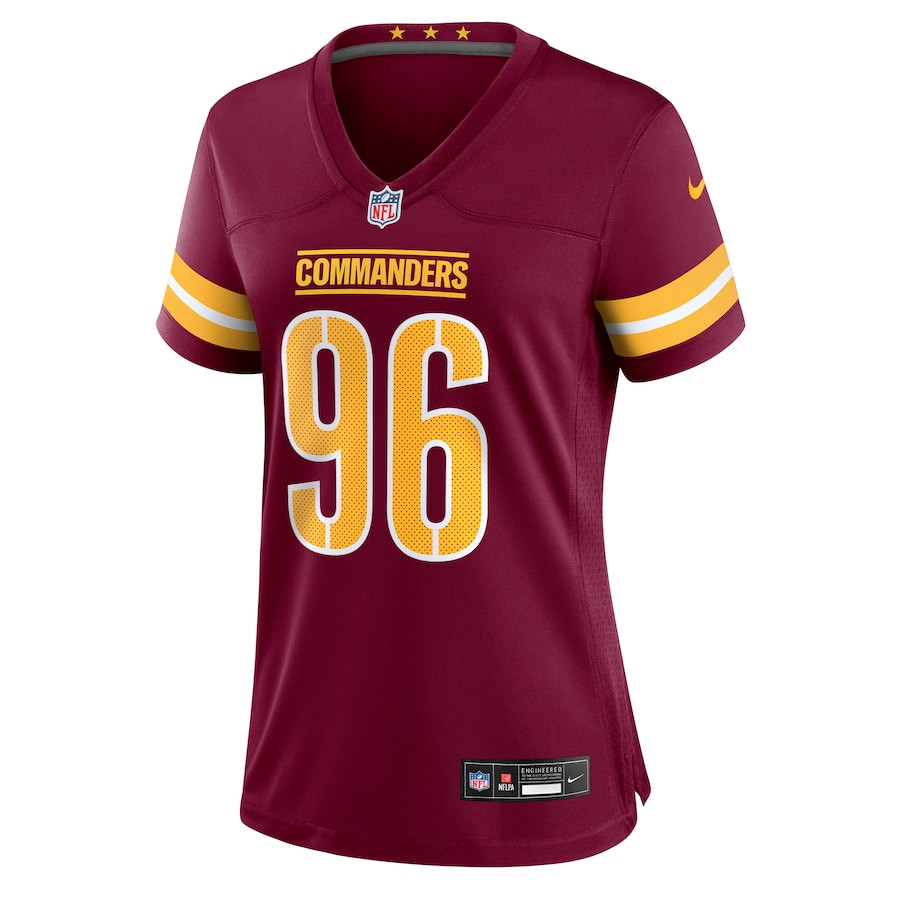 Alternative view of Norell Pollard #96 Washington Commanders Game Jersey - Women's | Burgundy