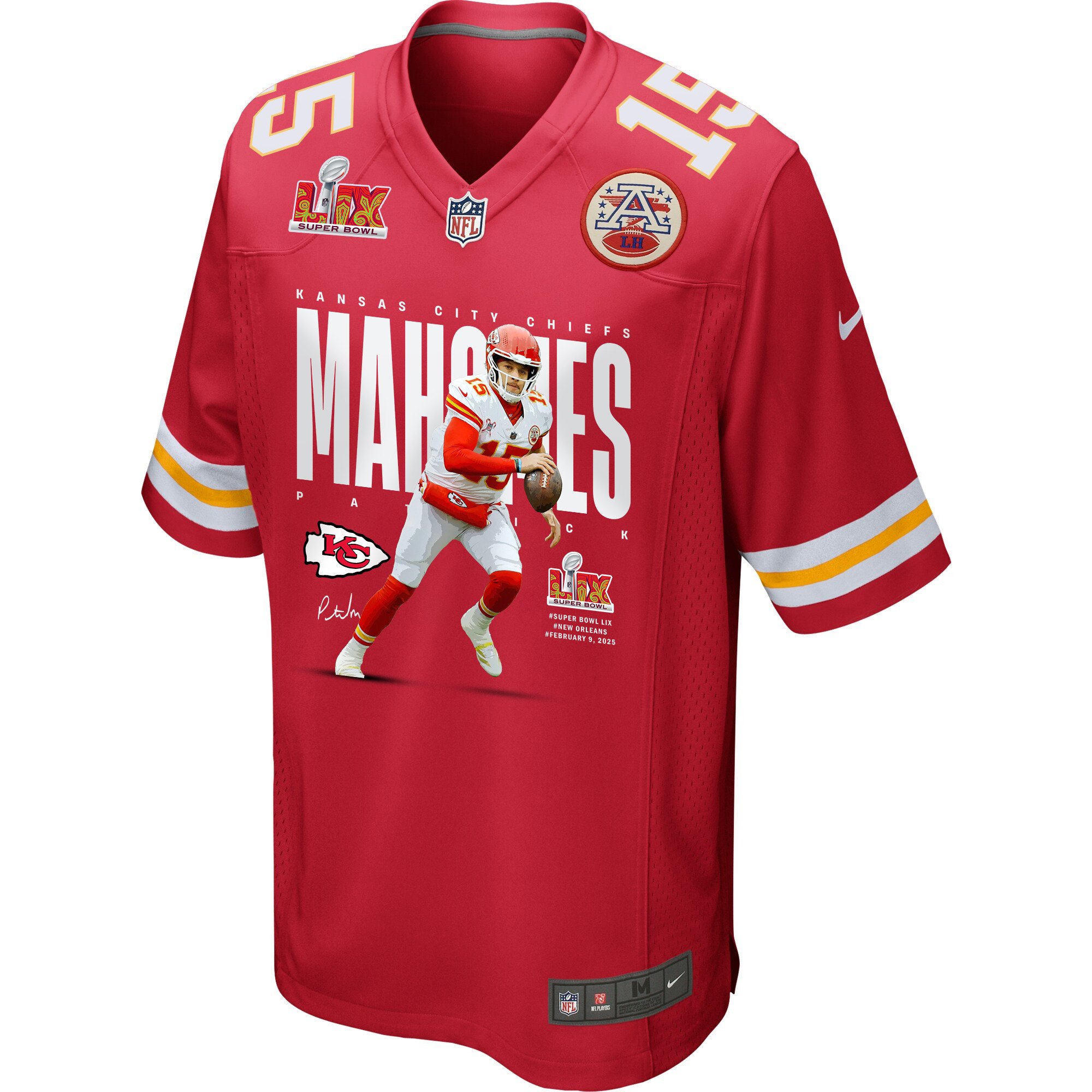 Alternative view of Patrick Mahomes #15 Kansas City Chiefs Game Jersey - Men's | Red