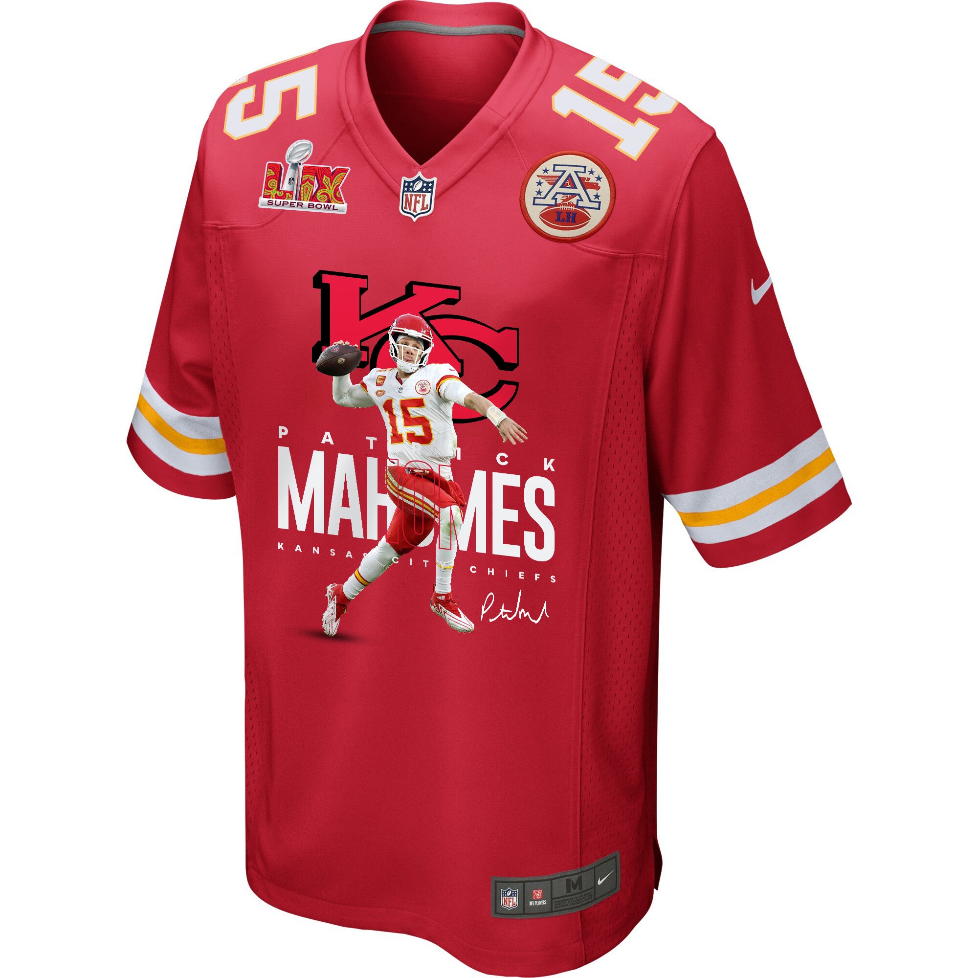 Alternative view of Patrick Mahomes #15 Kansas City Chiefs Game Jersey - Men's | Red