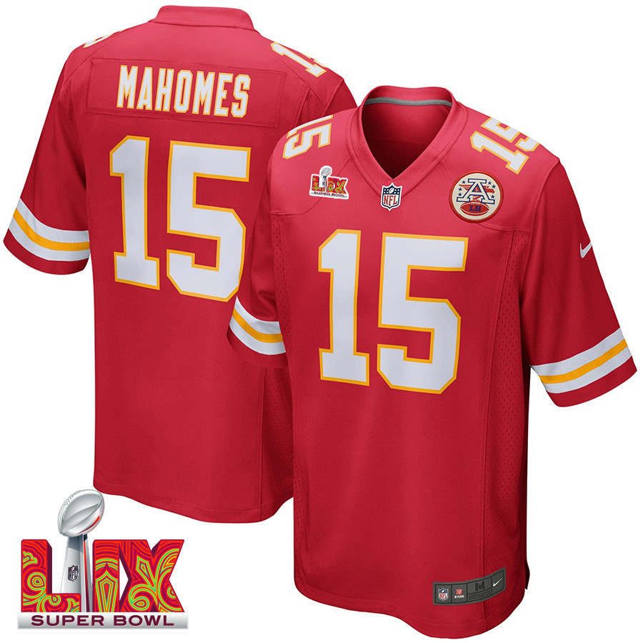 Patrick Mahomes #15 Kansas City Chiefs Super Bowl LIX Game Jersey - Men's | Red