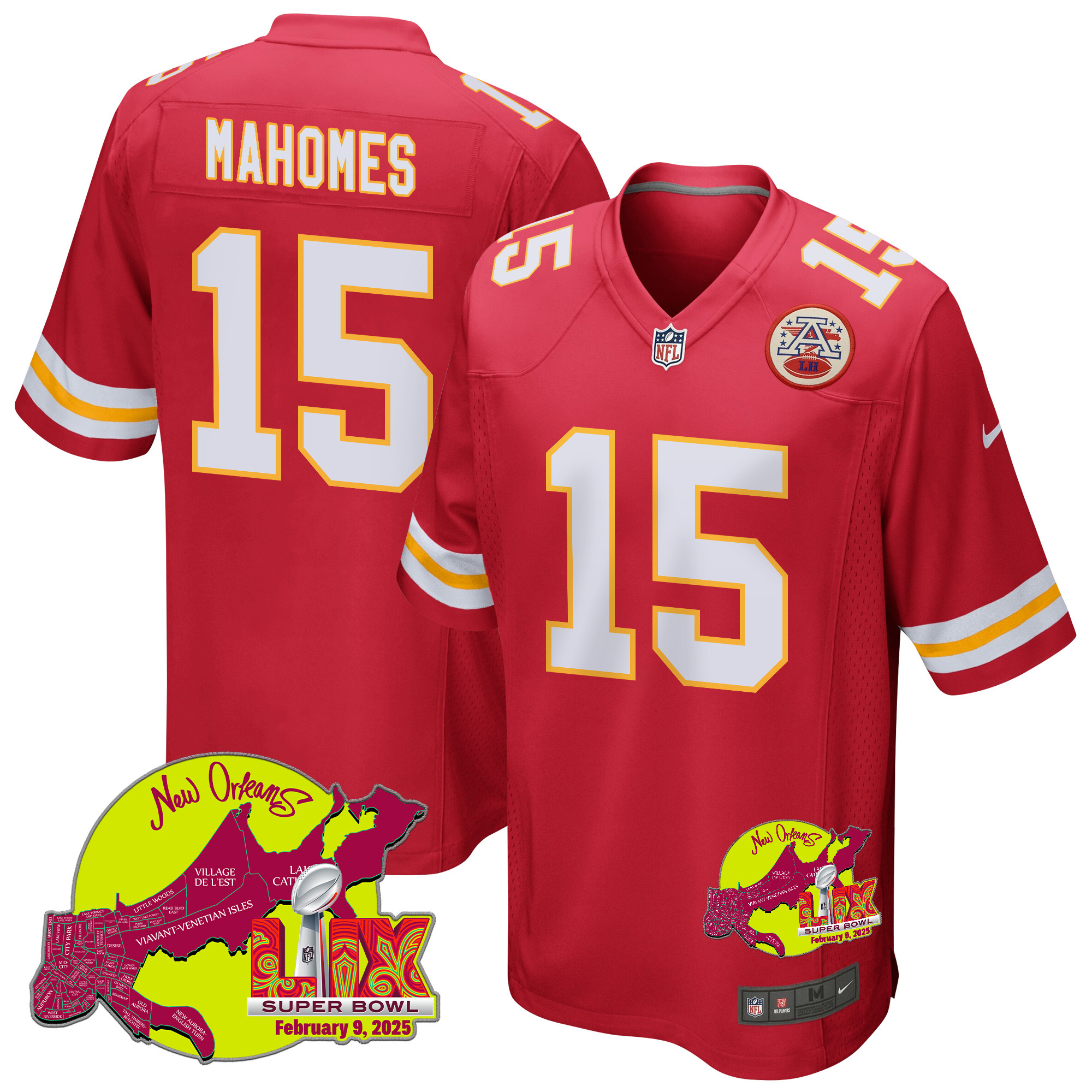 Patrick Mahomes #15 Kansas City Chiefs Super Bowl LIX Game Jersey - Men's | Red