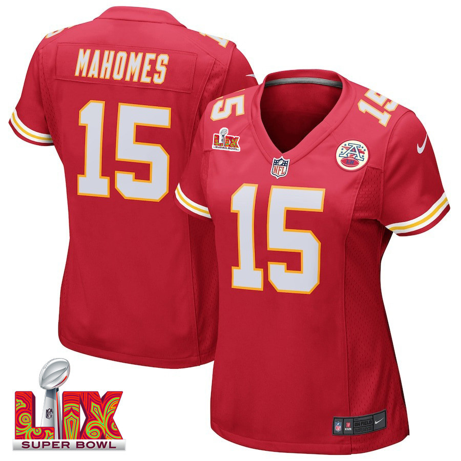 Patrick Mahomes #15 Kansas City Chiefs Super Bowl LIX Game Jersey - Women's | Red