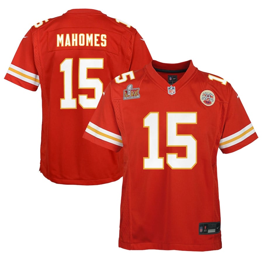 Patrick Mahomes #15 Kansas City Chiefs Super Bowl LIX Game Jersey - Youth | Red