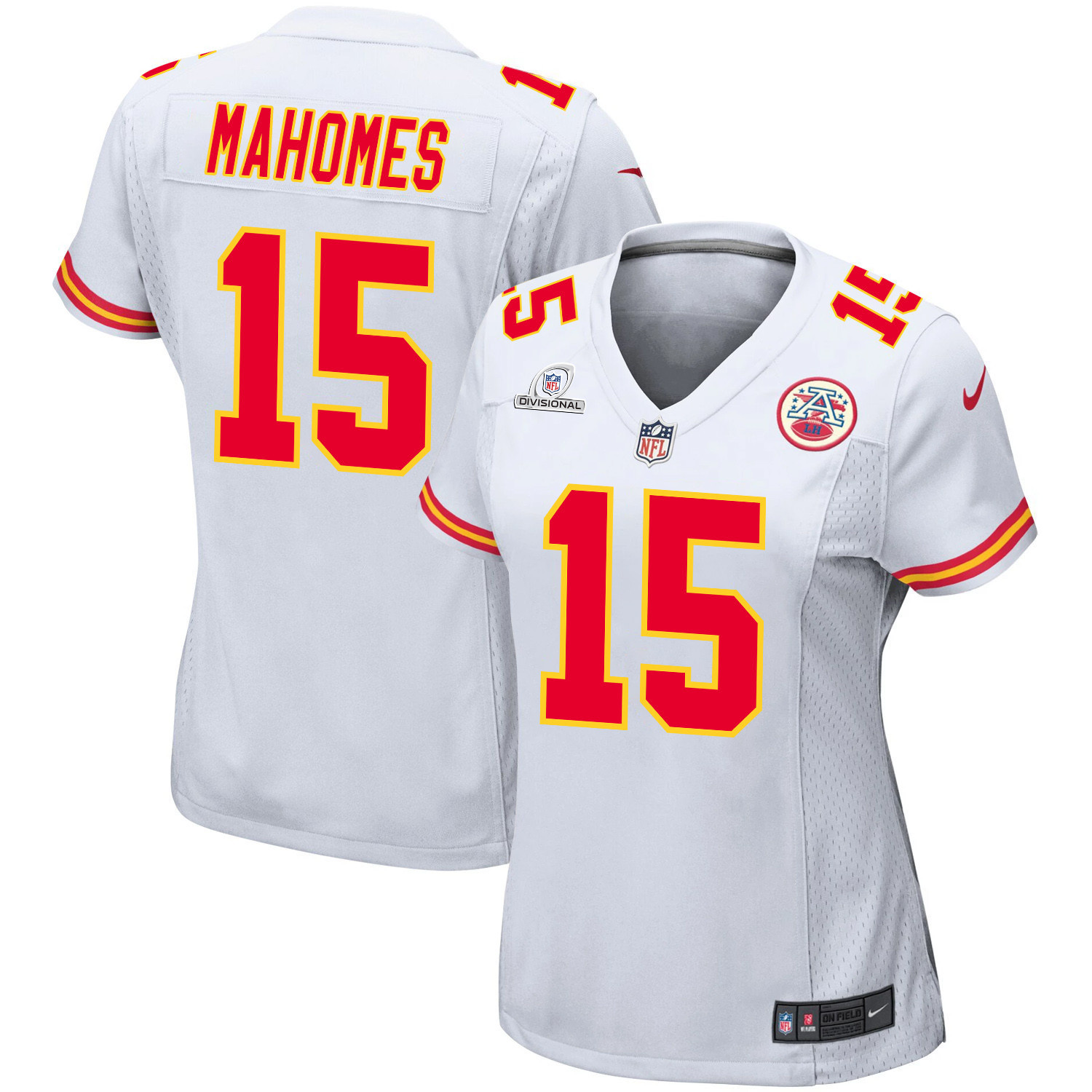 Patrick Mahomes #15 Kansas City Chiefs Super Bowl LVIII Patch Game Jersey - Women's | White