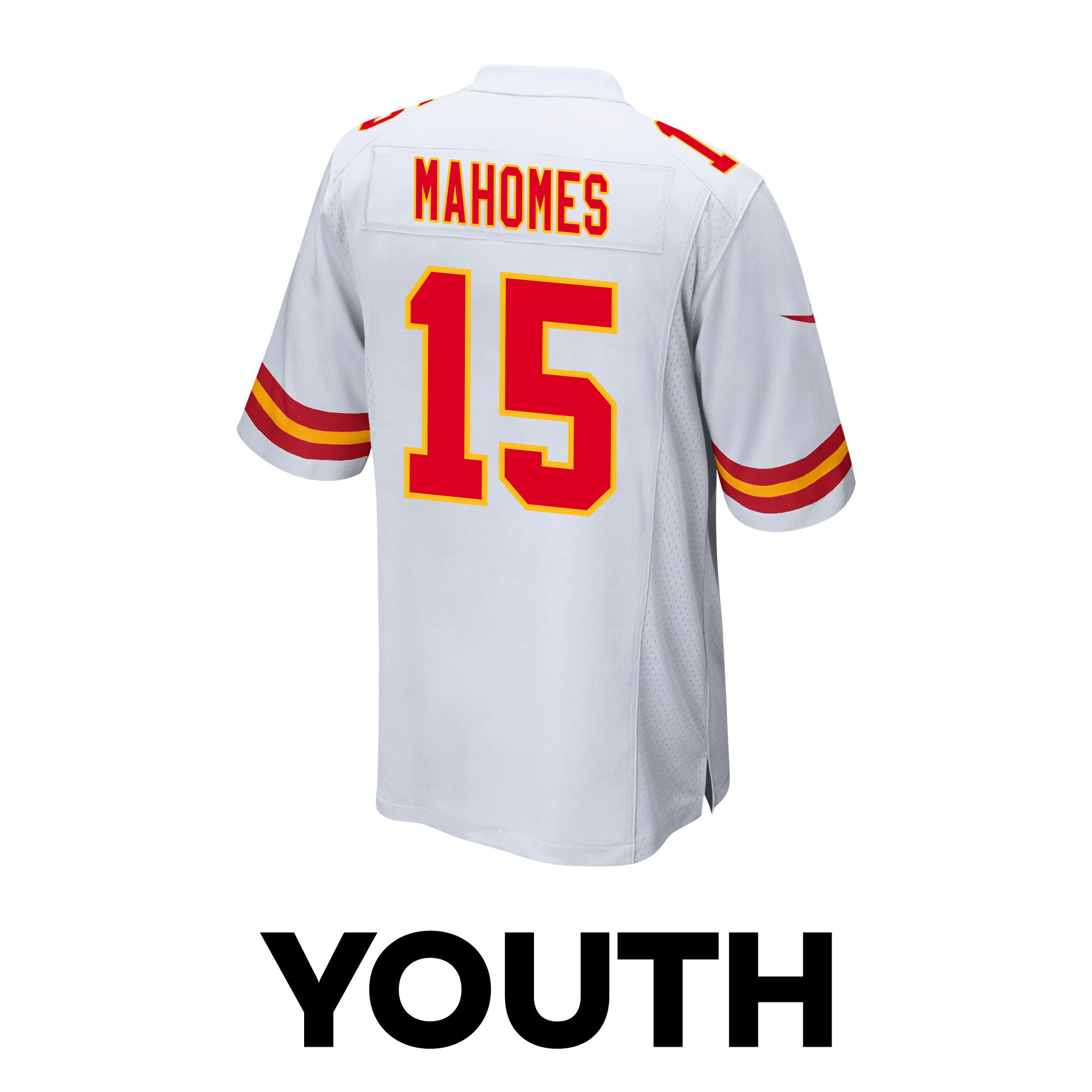 Patrick Mahomes #15 Kansas City Chiefs Super Bowl LVIII Patch Game Jersey - Youth | White - Image 3