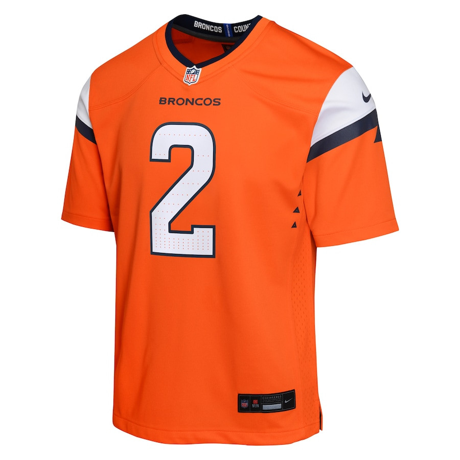 Alternative view of Patrick Surtain II #2 Denver Broncos Game Jersey - Youth | Orange