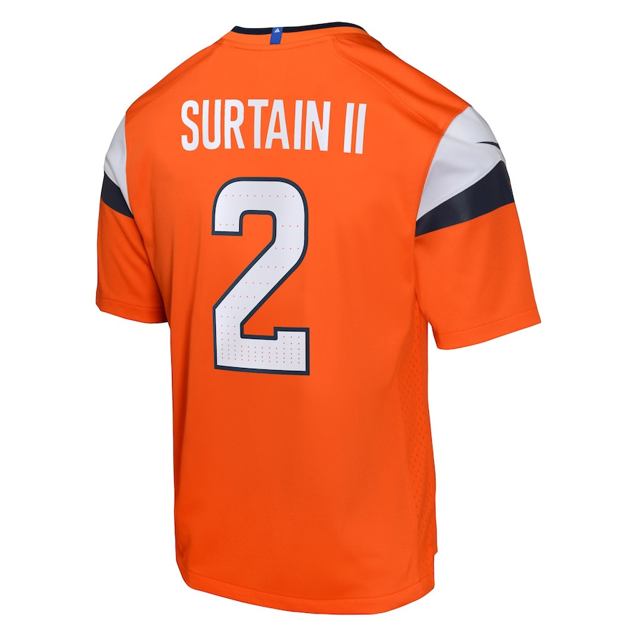 Patrick Surtain II #2 Denver Broncos Game Jersey - Youth | Orange - Image 3