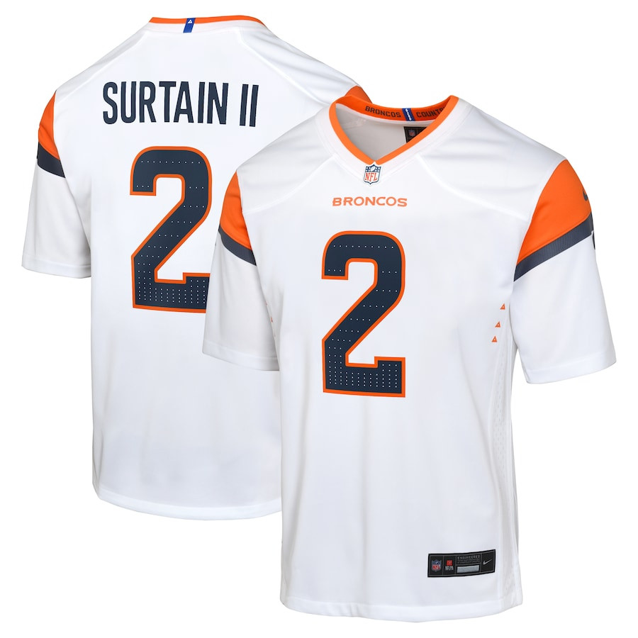 Patrick Surtain II #2 Denver Broncos Game Jersey - Youth | White