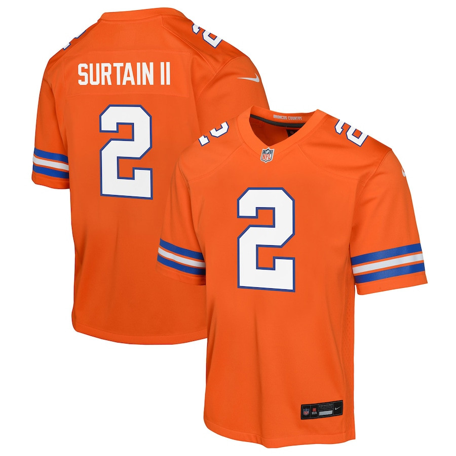 Patrick Surtain II #2 Denver Broncos Throwback Game Jersey - Youth | Orange