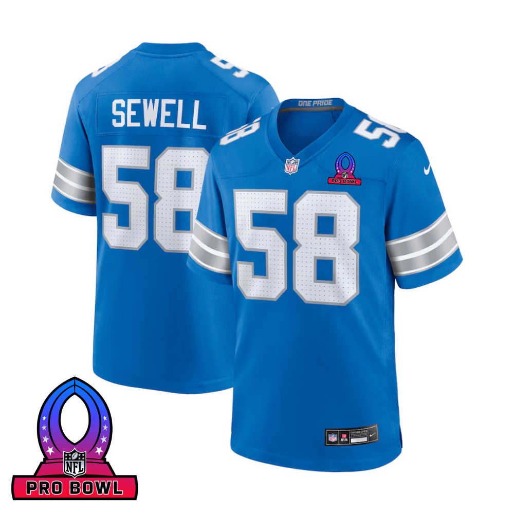Penei Sewell #58 Detroit Lions Game Jersey - Men's | Blue