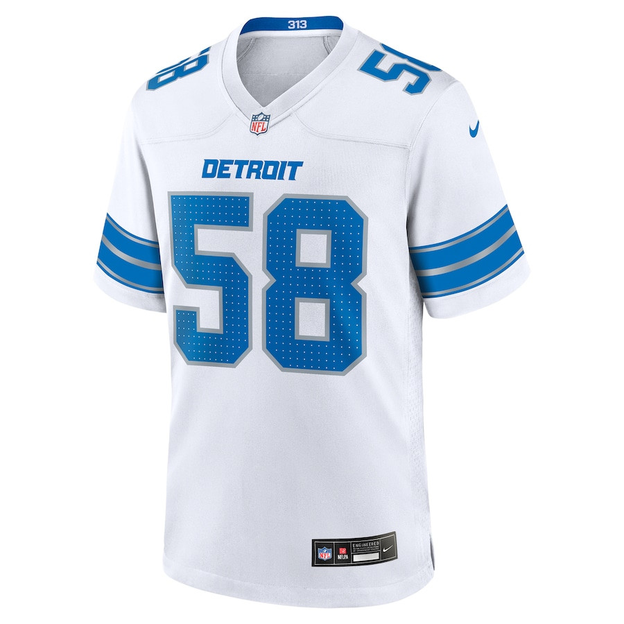 Alternative view of Penei Sewell #58 Detroit Lions Game Jersey - Men's | White
