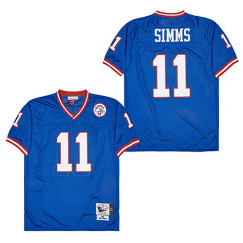 Alternative view of Phil Simms #11 New York Giants Throwback Game Jersey - Men's | Blue