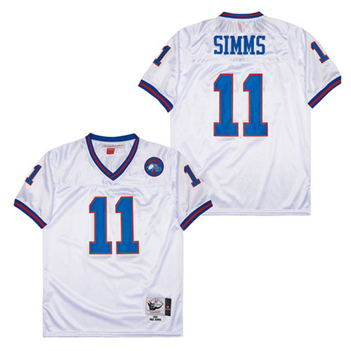 Alternative view of Phil Simms #11 New York Giants Throwback Game Jersey - Men's | White