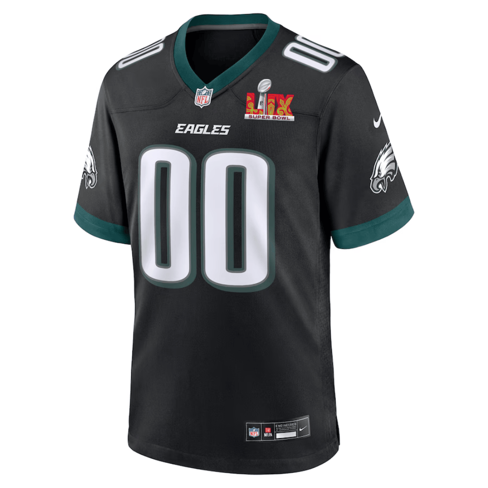 Philadelphia Eagles Super Bowl LIX Patch Game Jersey - Men's | Black - Image 2