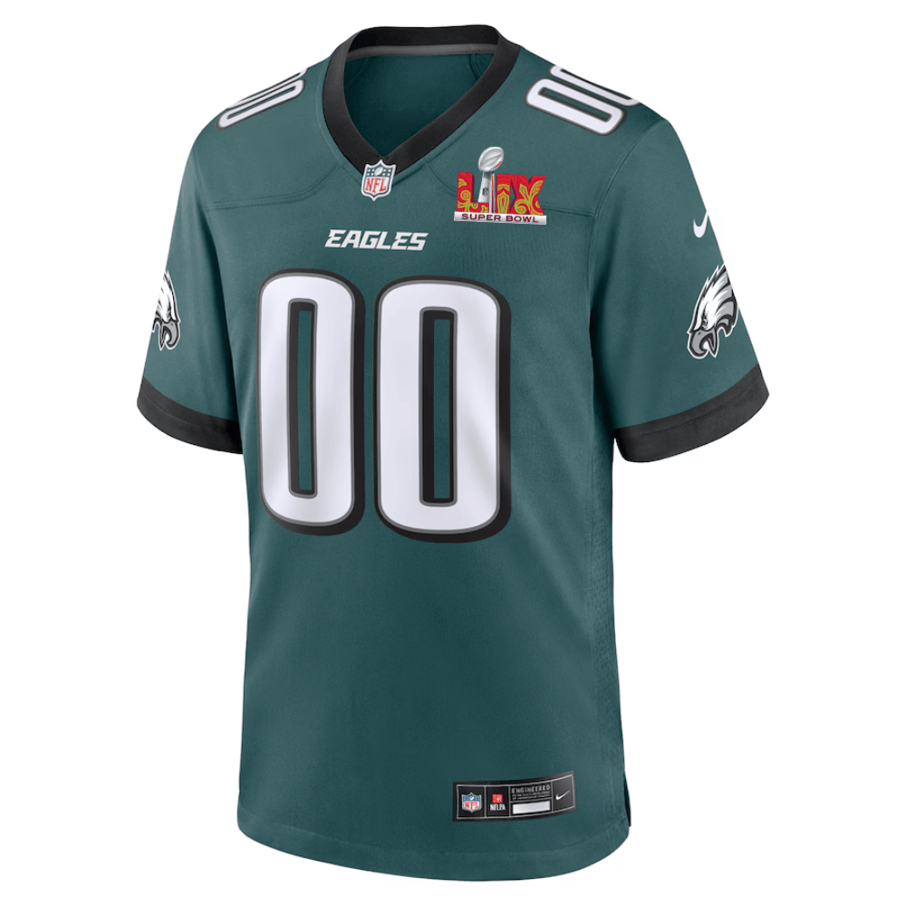 Alternative view of Philadelphia Eagles Super Bowl LIX Patch Game Jersey - Men's | Midnight Green