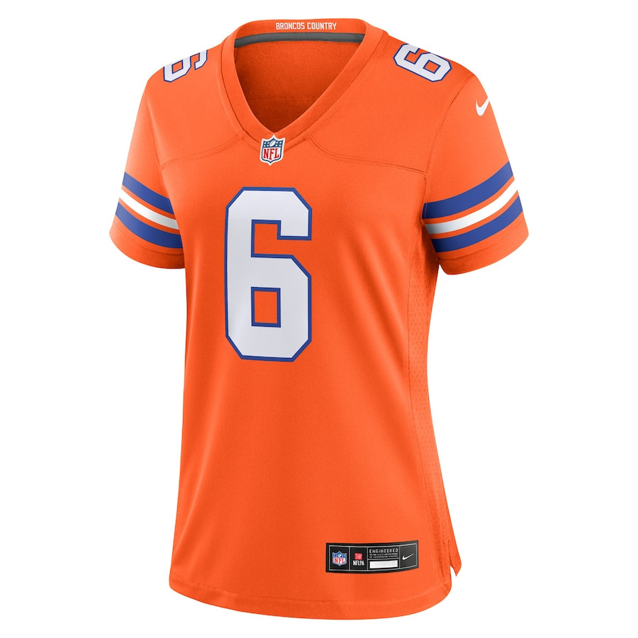 Alternative view of P.J. Locke III #6 Denver Broncos Throwback Game Jersey - Women's | Orange