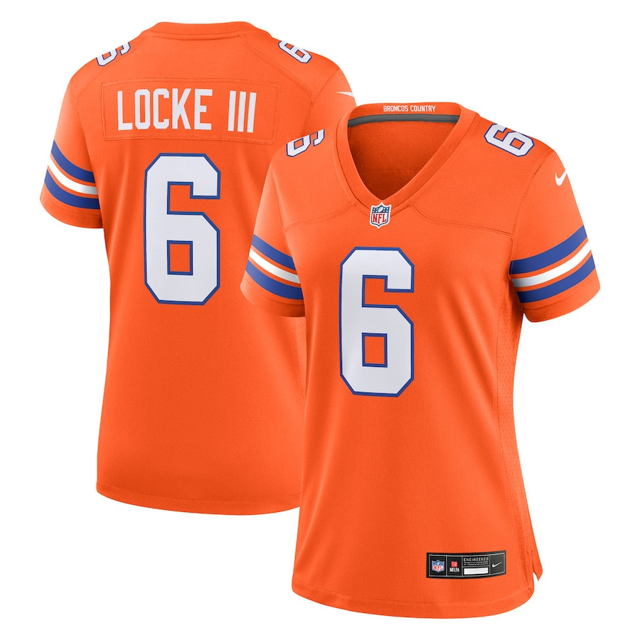 P.J. Locke III #6 Denver Broncos Throwback Game Jersey - Women's | Orange