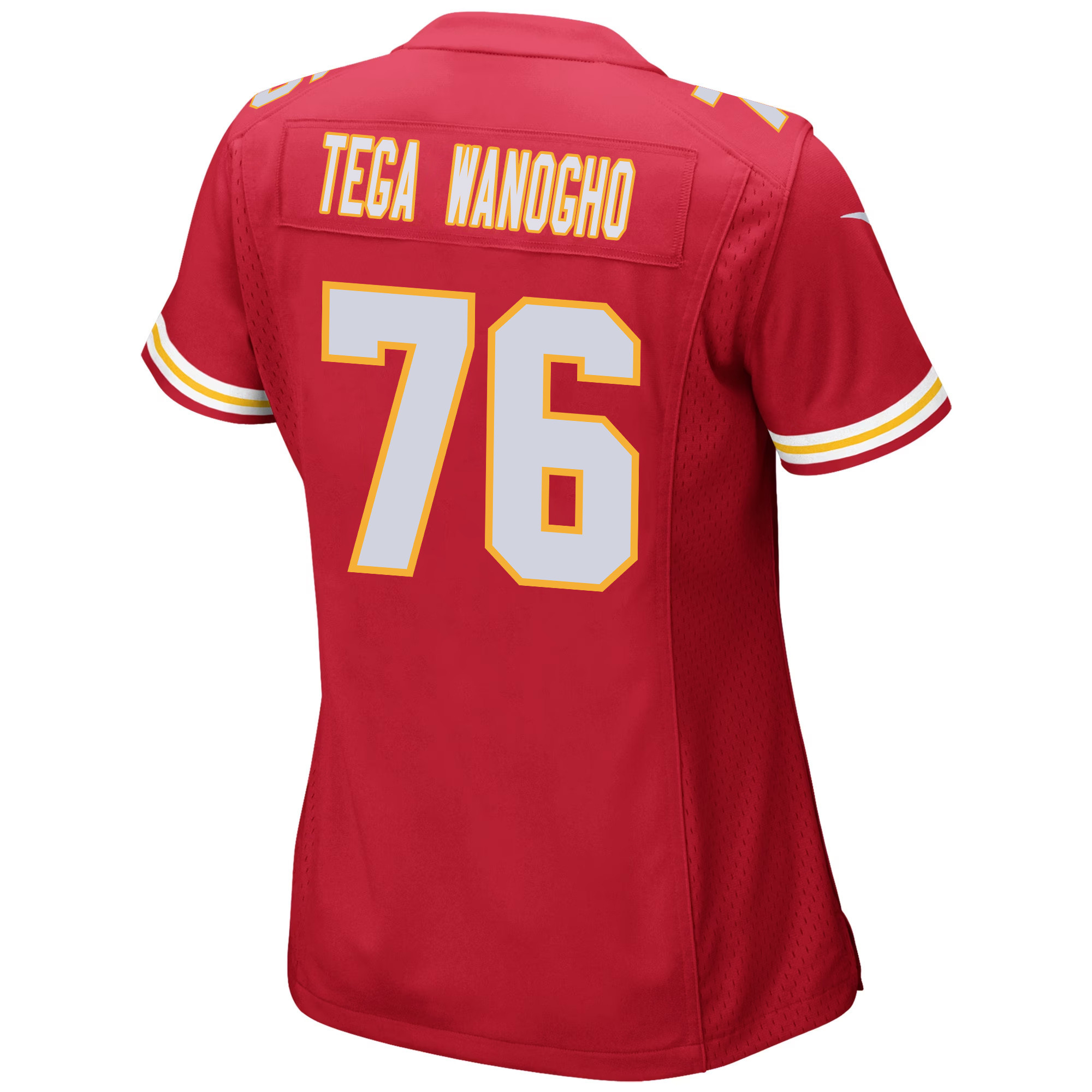 Prince Tega Wanogho #76 Kansas City Chiefs Super Bowl LVIII Champions 4 Stars Patch Game Jersey - Women's | Red - Image 3