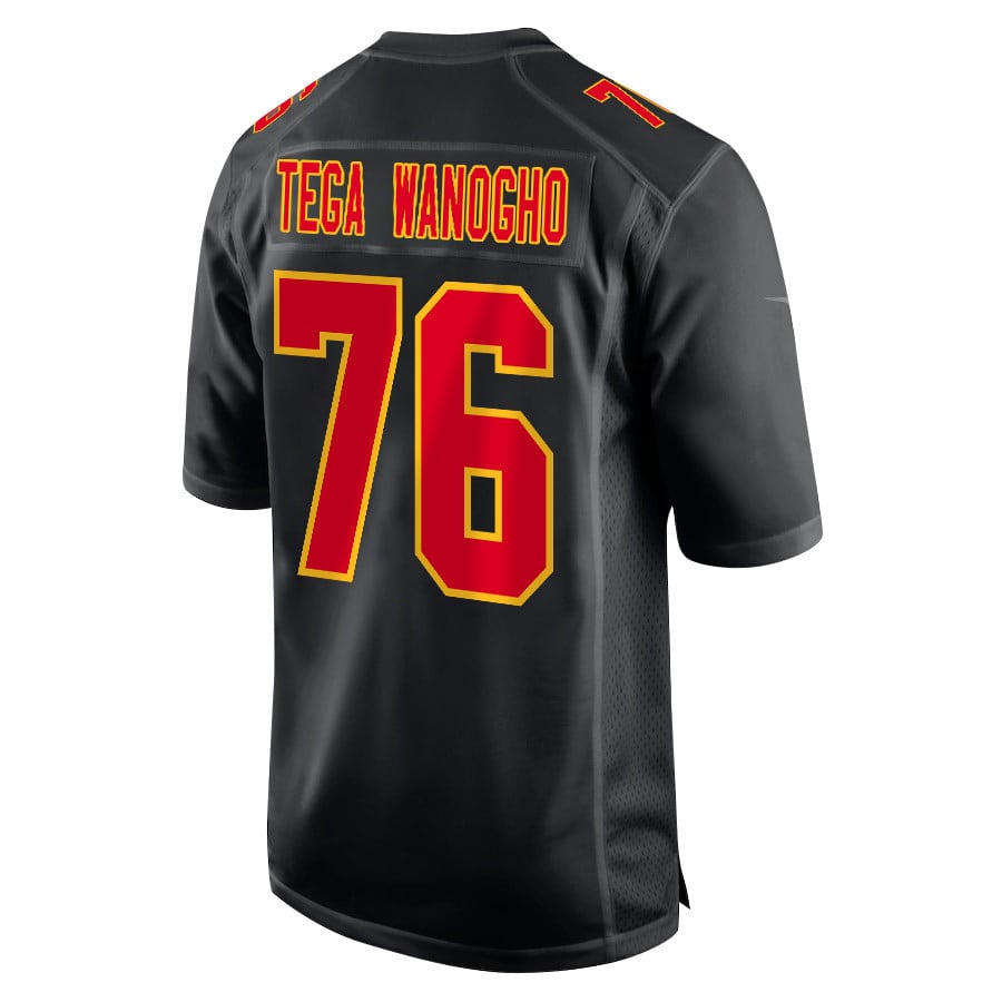 Prince Tega Wanogho #76 Kansas City Chiefs Super Bowl LVIII Champions 4X Game Jersey - Men's | Carbon Black - Image 3
