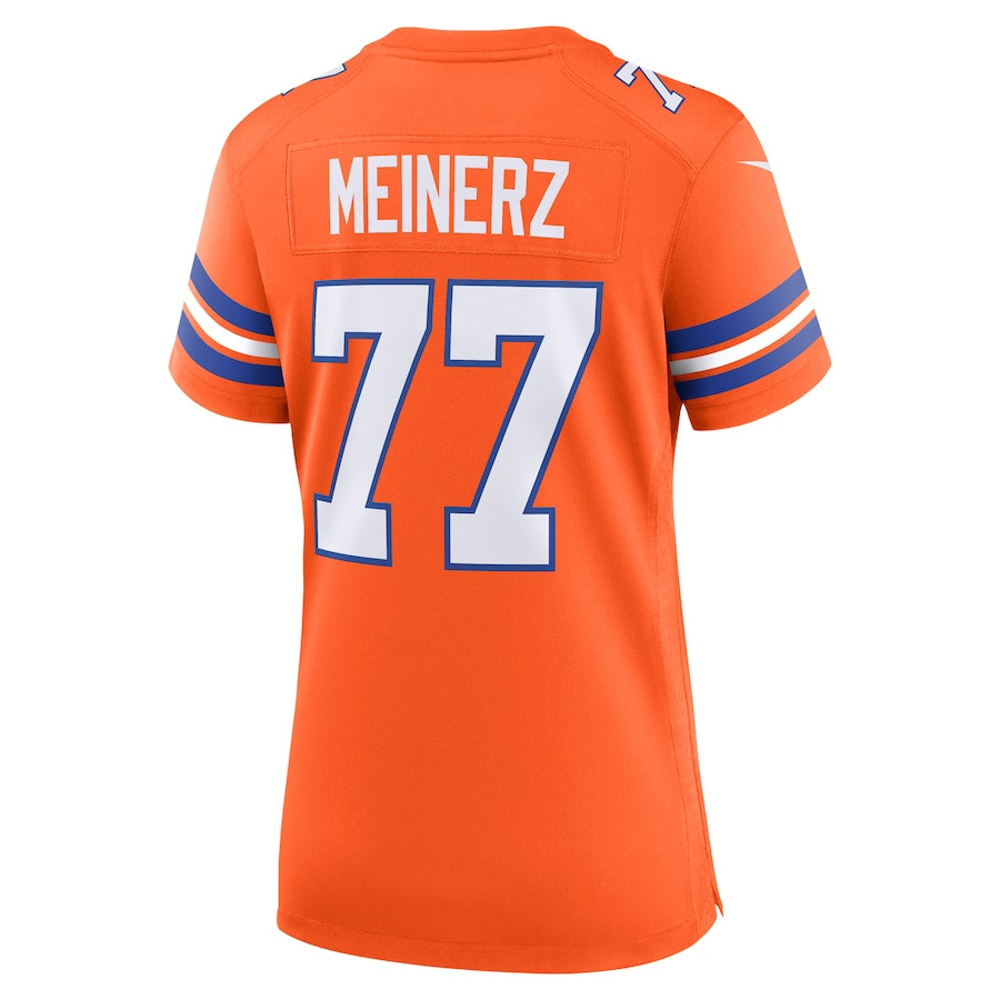 Quinn Meinerz #77 Denver Broncos Throwback Game Jersey - Women's | Orange - Image 3