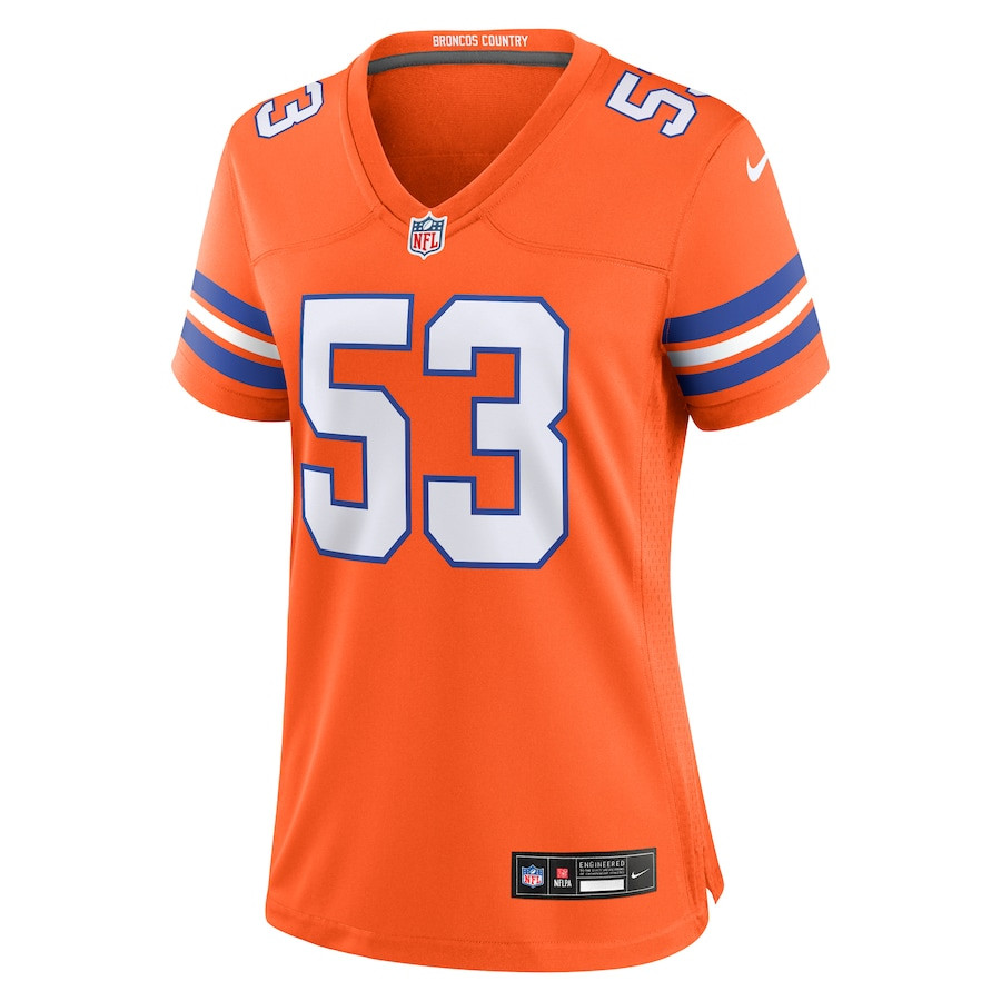 Alternative view of Randy Gradishar #53 Denver Broncos Throwback Game Jersey - Women's | Orange