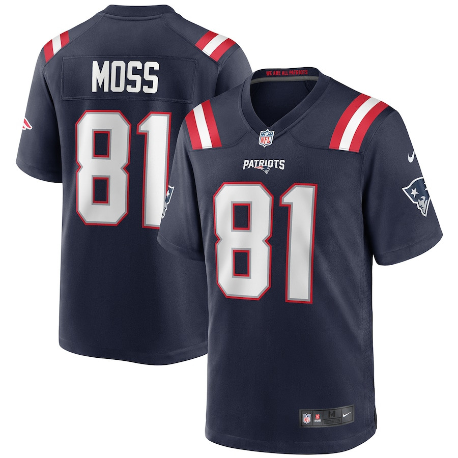 Randy Moss #81 New England Patriots Game Jersey - Men's | Navy