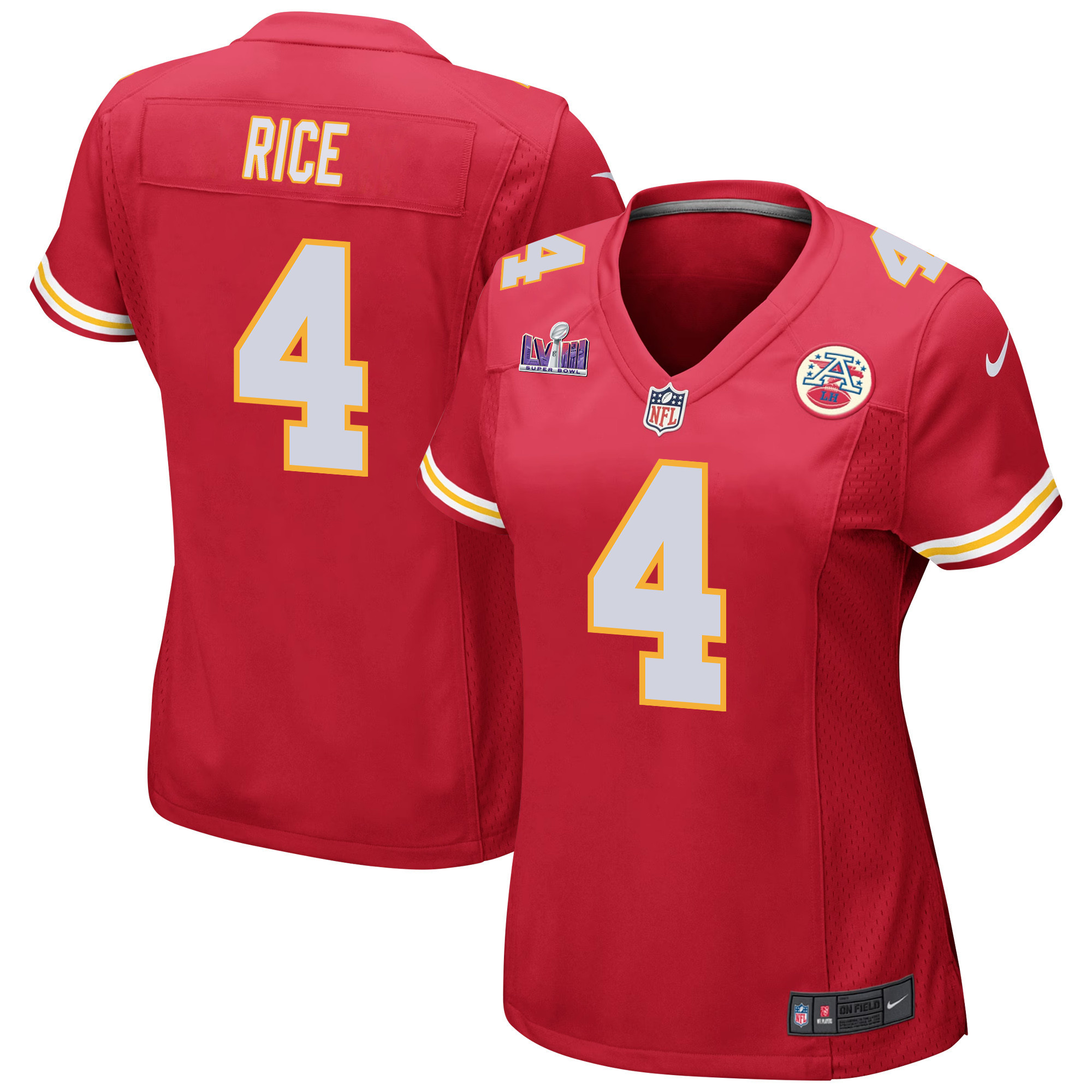 Rashee Rice #4 Kansas City Chiefs Super Bowl LVIII Patch Game Jersey - Women's | Red