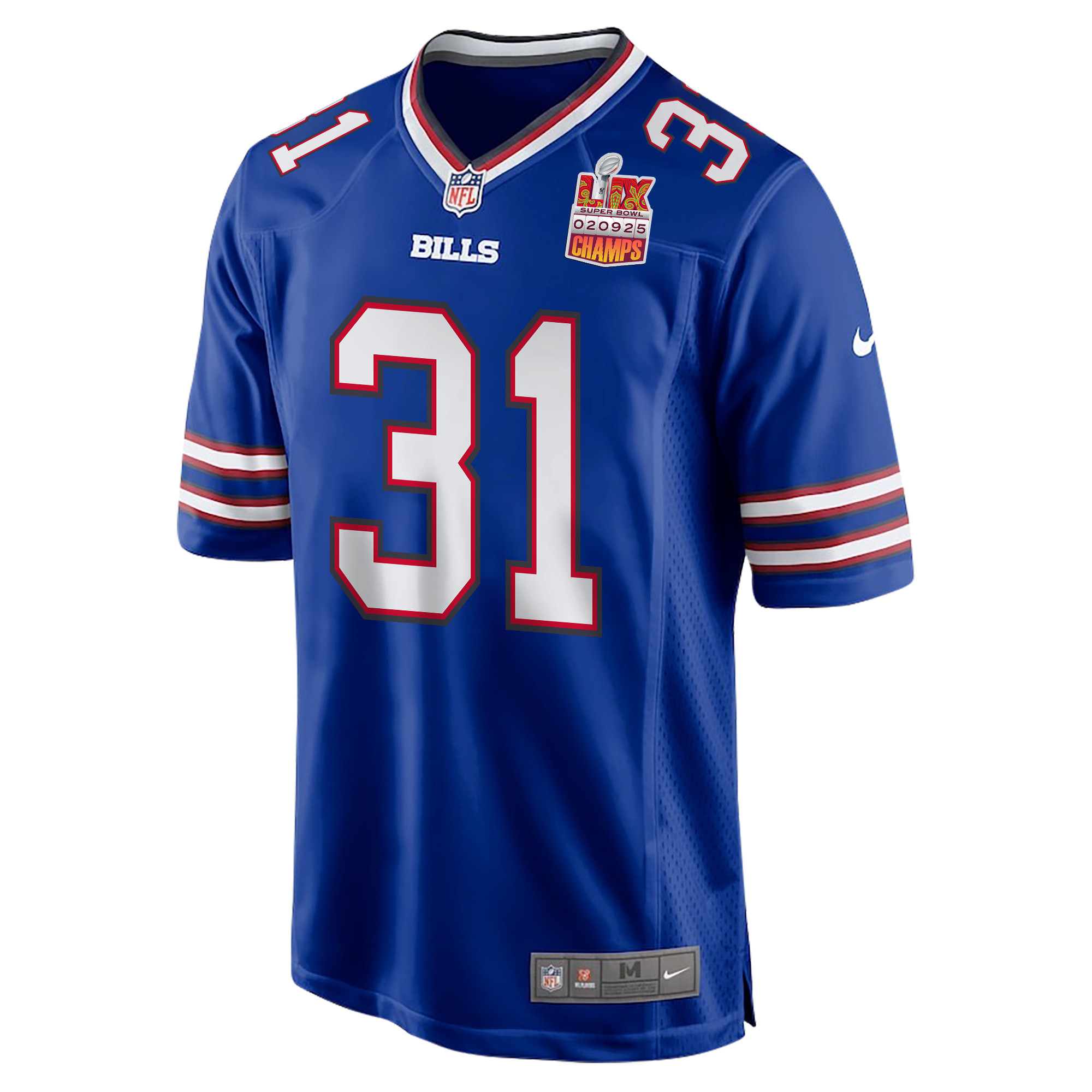 Rasul Douglas #31 Buffalo Bills Super Bowl LIX Champions Patch Game Jersey - Men's | Royal - Image 3
