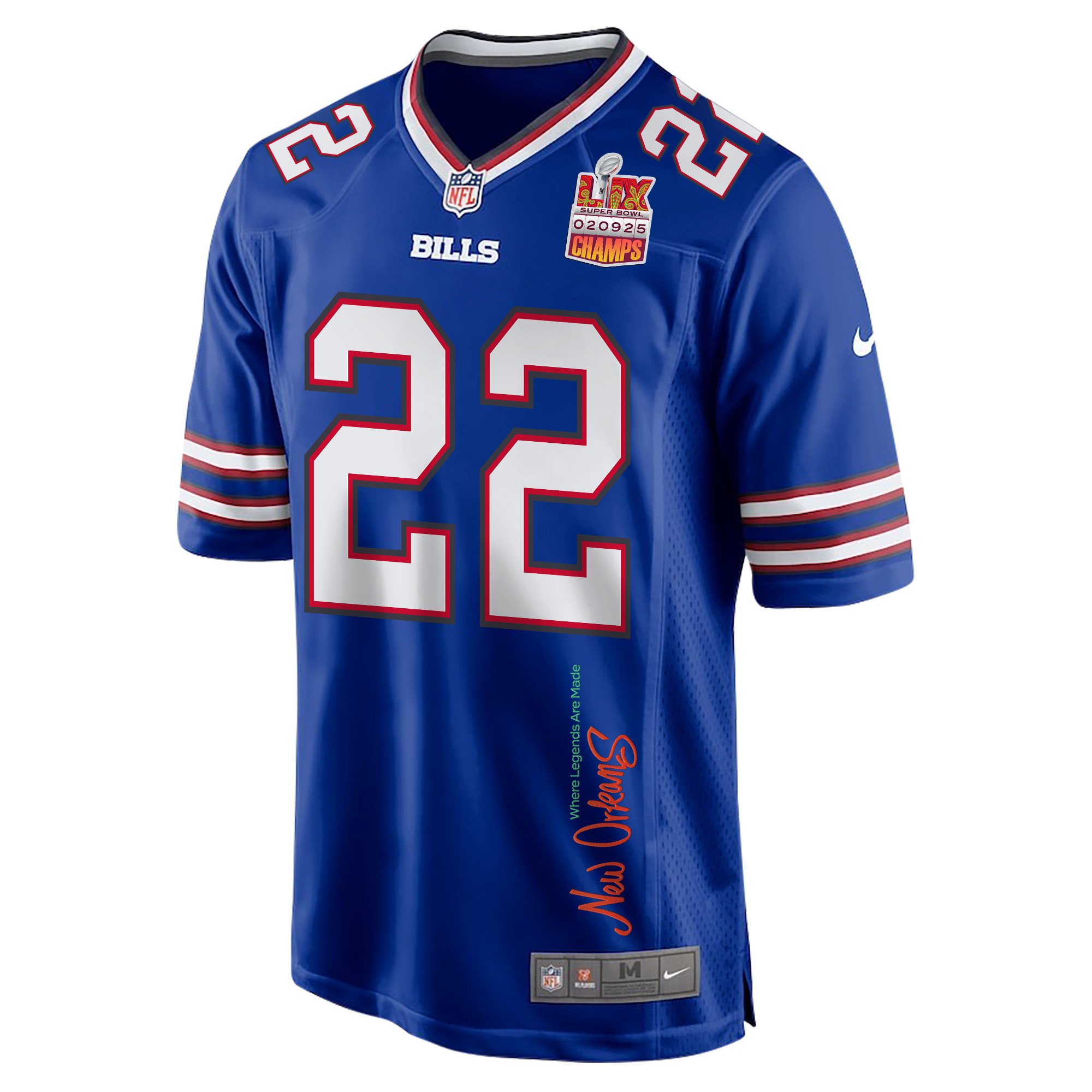 Ray Davis #22 Buffalo Bills Super Bowl LIX Champions Patch Legend Jersey - Men's | Royal - Image 3