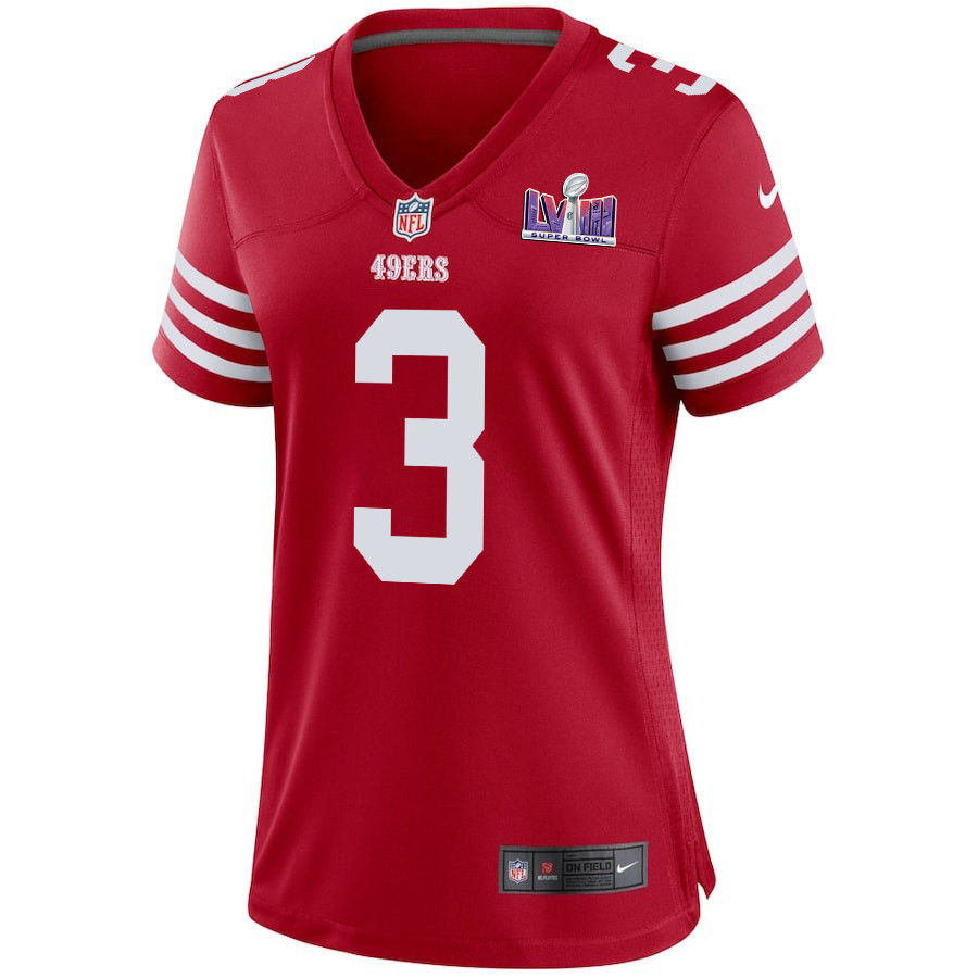 Alternative view of Ray-Ray McCloud III #3 San Francisco 49ers Super Bowl LVIII Patch Game Jersey - Women's | Scarlet