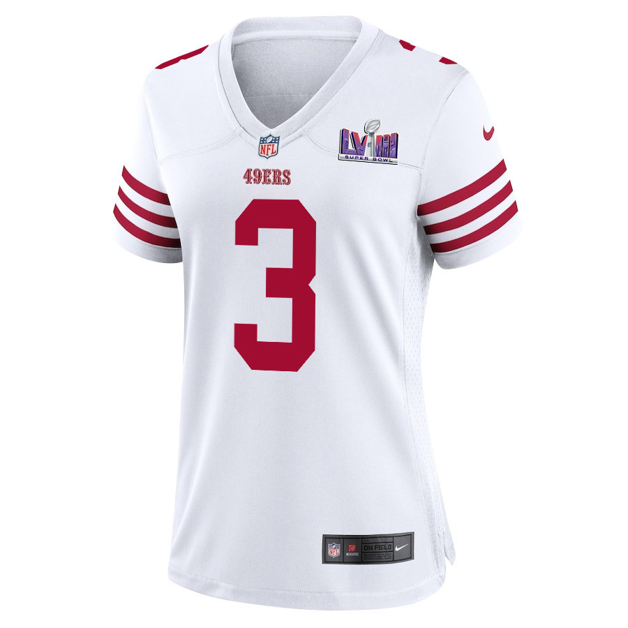 Alternative view of Ray-Ray McCloud III #3 San Francisco 49ers Super Bowl LVIII Patch Game Jersey - Women's | White
