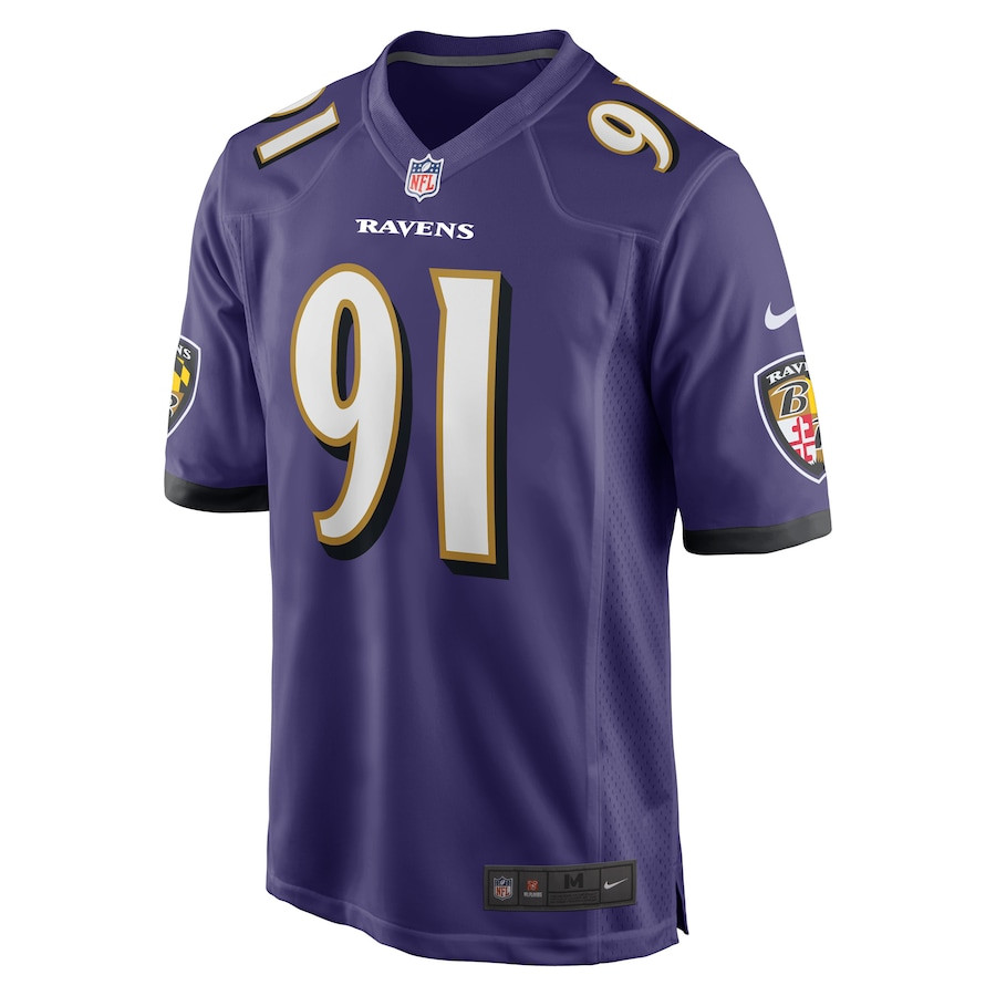 Alternative view of Rayshad Nichols #91 Baltimore Ravens Game Jersey - Men's | Purple