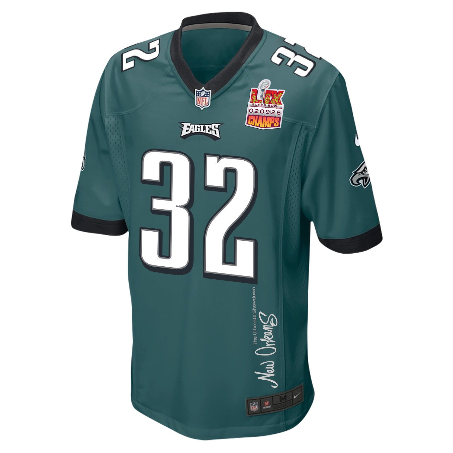 Reed Blankenship #32 Philadelphia Eagles Super Bowl LIX Champions Patch Game Jersey - Men's | Midnight Green - Image 3