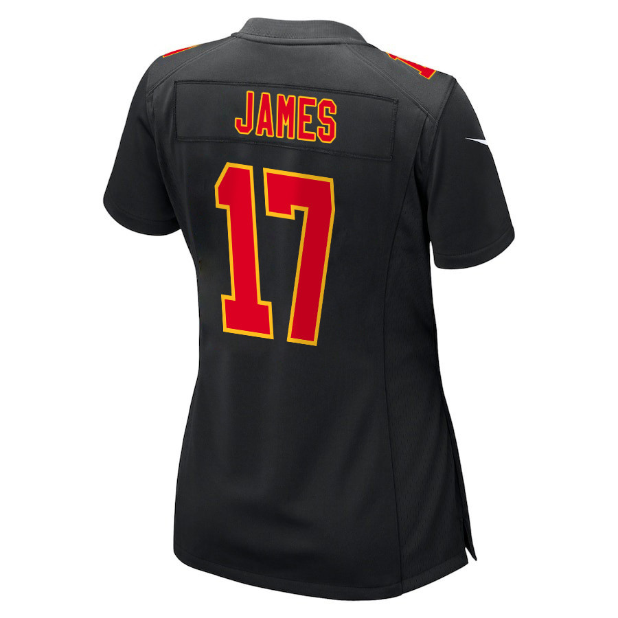 Richie James #17 Kansas City Chiefs Super Bowl LVIII Champions 4X Game Jersey - Women's | Carbon Black - Image 3