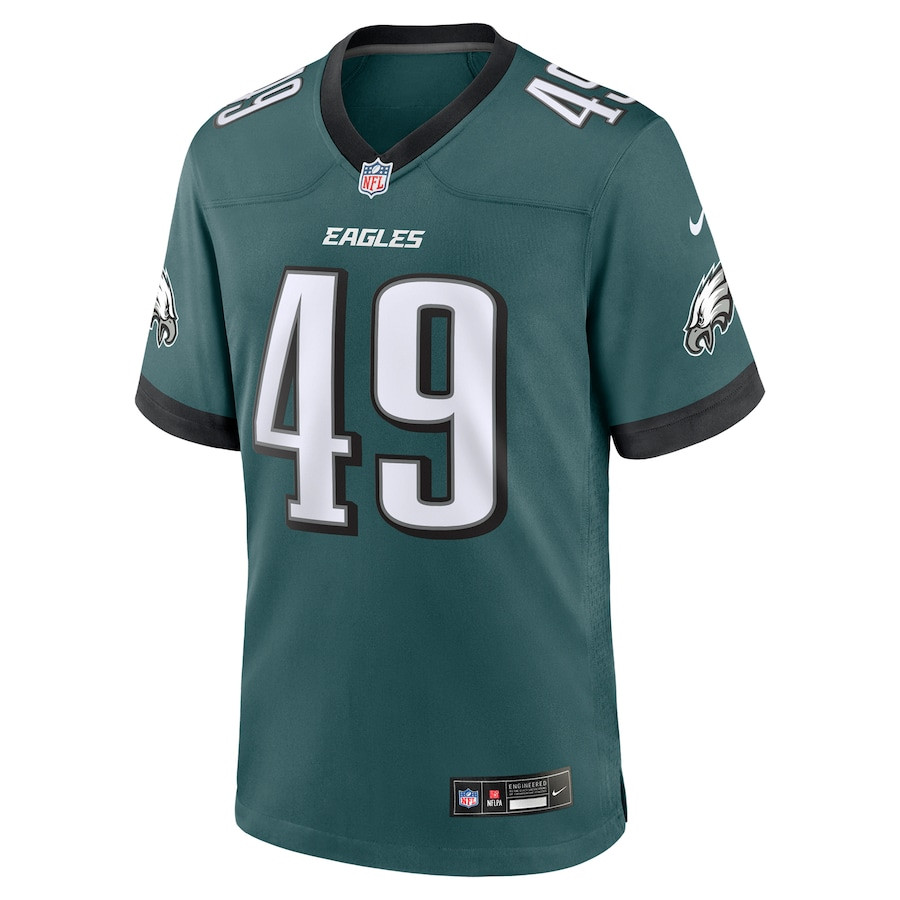 Alternative view of Rick Lovato #49 Philadelphia Eagles Game Jersey - Men's | Midnight Green