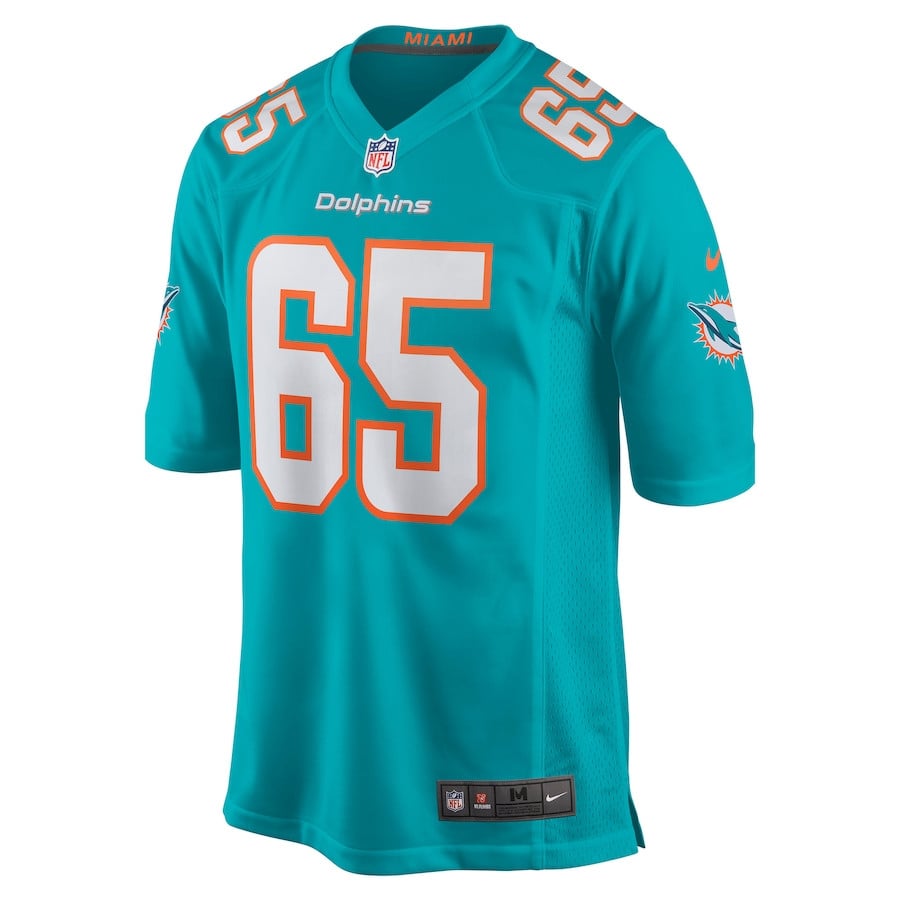 Alternative view of Robert Jones #65 Miami Dolphins Game Jersey - Men's | Aqua