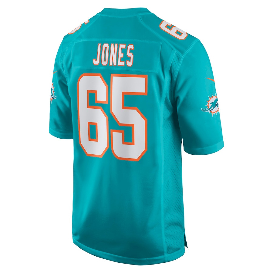 Robert Jones #65 Miami Dolphins Game Jersey - Men's | Aqua - Image 3