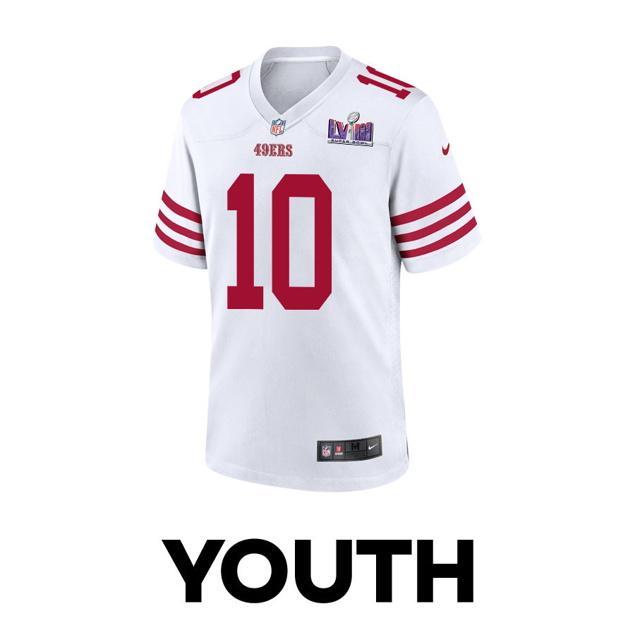 Alternative view of Ronnie Bell #10 San Francisco 49ers Super Bowl LVIII Patch Game Jersey - Youth | White