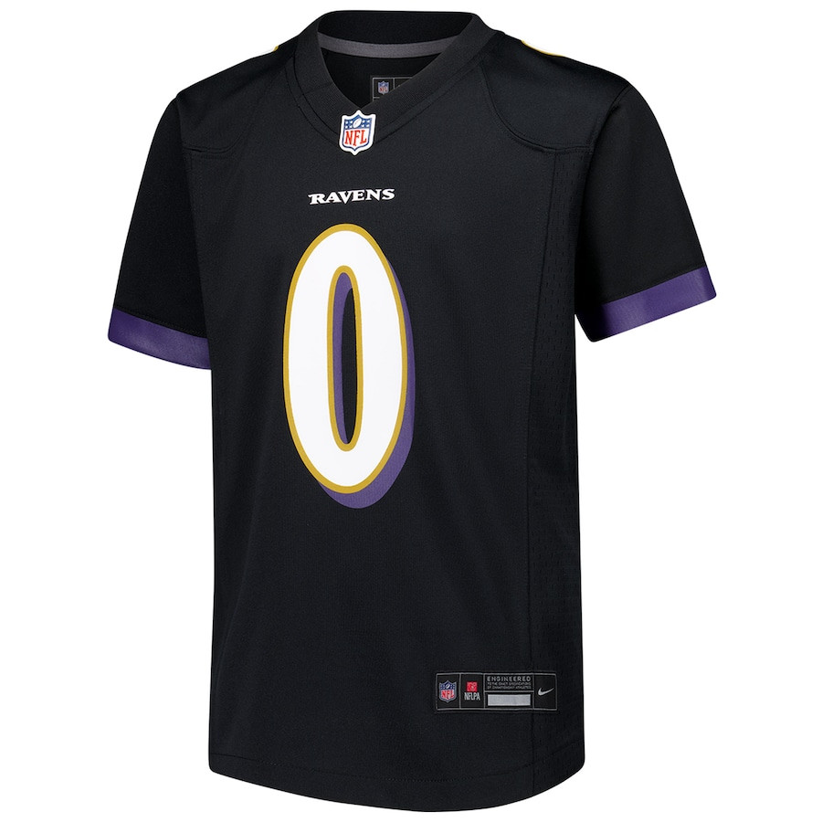 Alternative view of Roquan Smith #0 Baltimore Ravens Alternate Game Jersey - Youth | Black