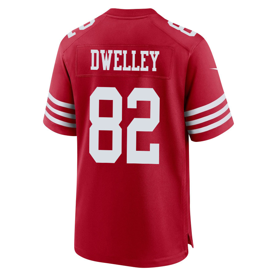 Ross Dwelley #82 San Francisco 49ers Game Jersey - Men's | Scarlet - Image 3